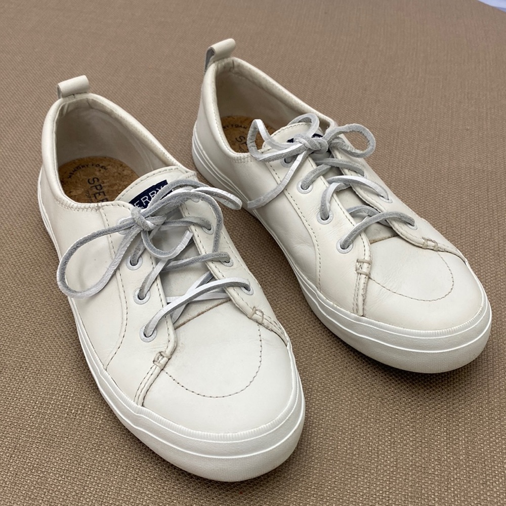 Sperry Topsider Women's Off White Crest Vibe Leather Sneaker